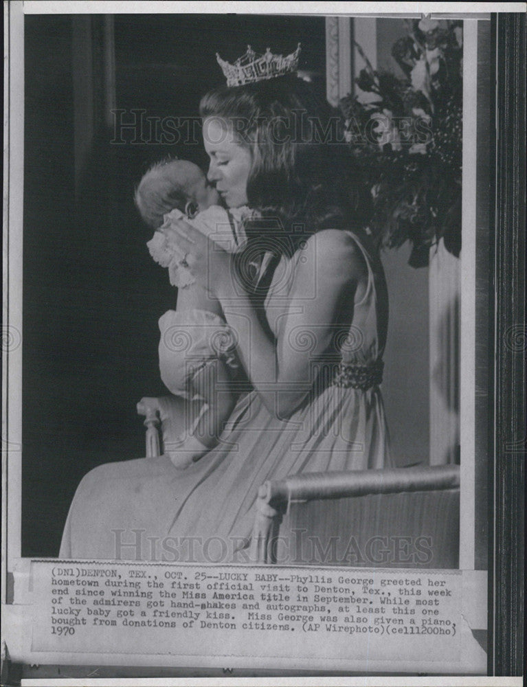 1970 Press Photo Miss America Phyllis George, Denton, Texas - Historic Images