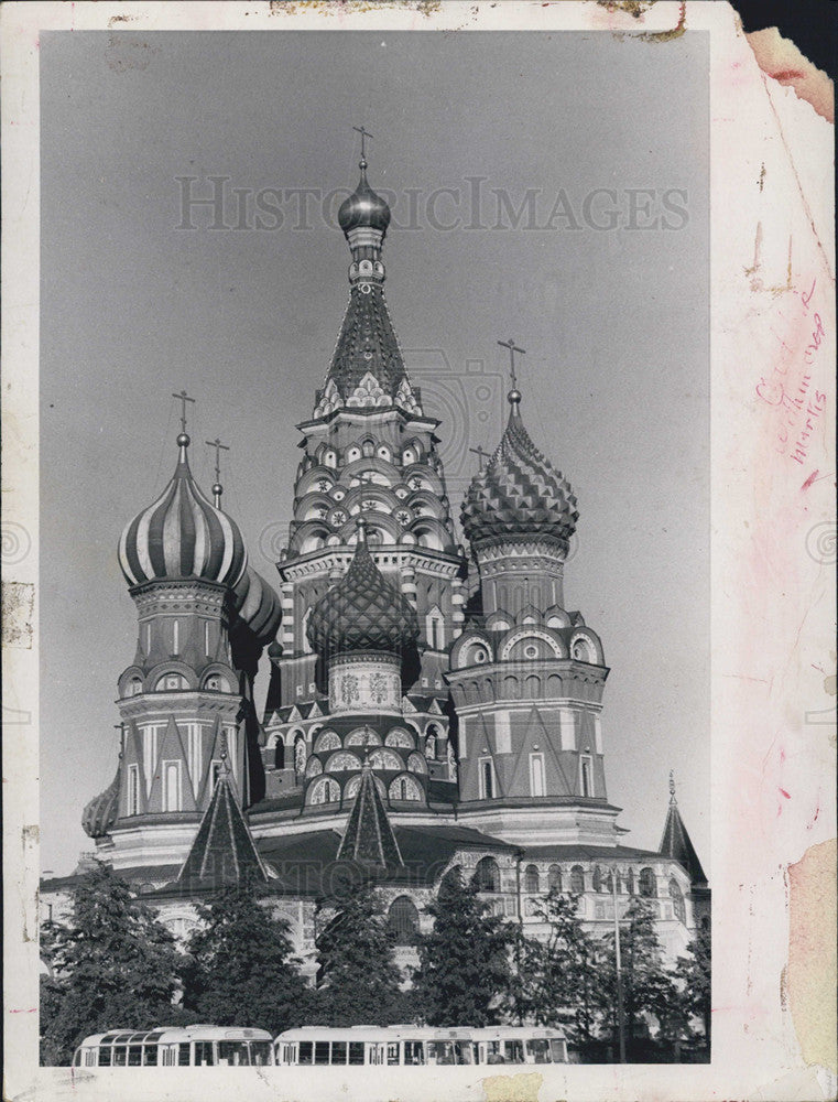 1959 Press Photo St Basil&#39;s Cathedral in Moscow Has Ornate Designs - Historic Images