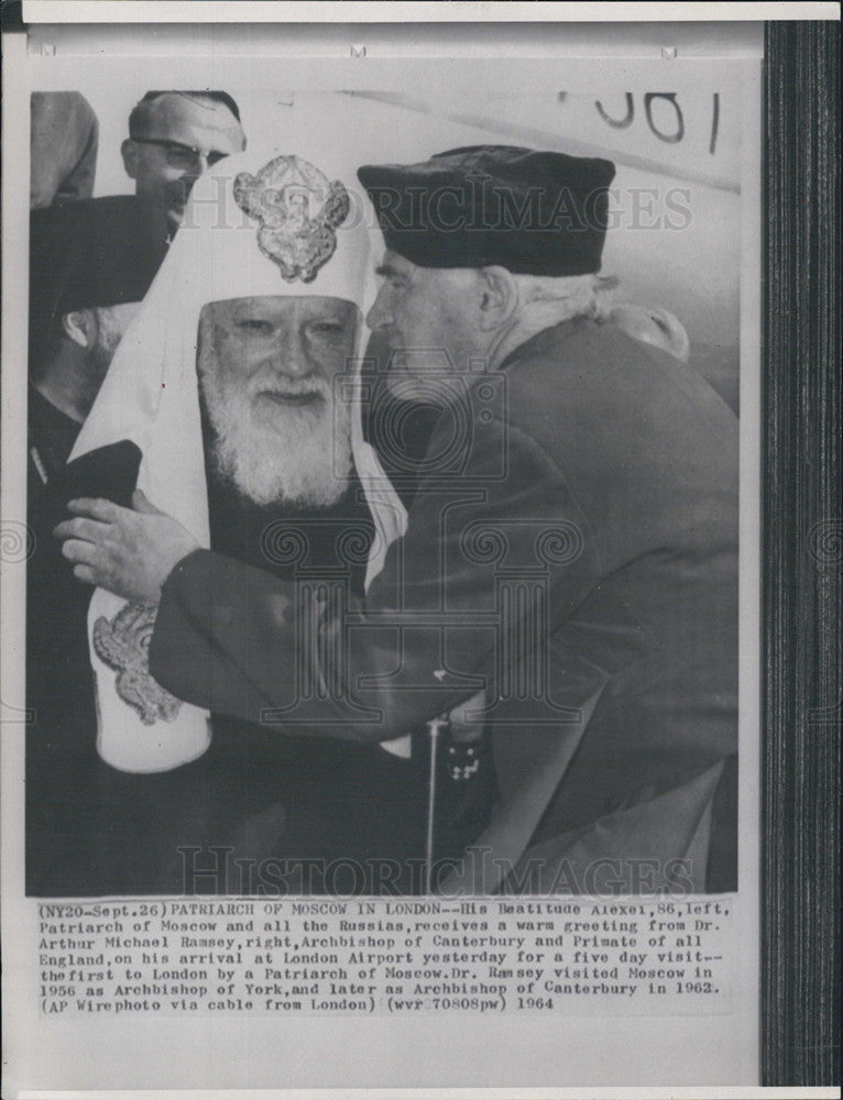 1964 Press Photo His Beatitude Alexei Partriarch(86)of Moscow In London-Dr Arthr - Historic Images