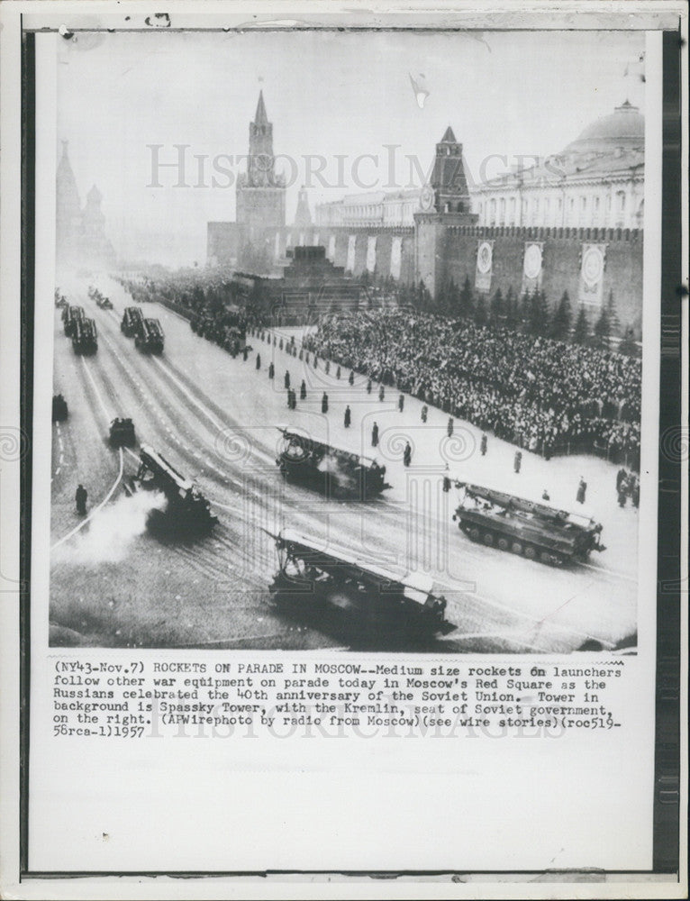 1957 Press Photo Rockets on Parade in Moscow - Historic Images