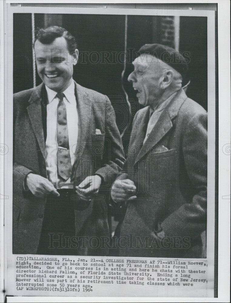 1964 Press Photo 71 Yr Old Goes Back To School At Florida State University - Historic Images