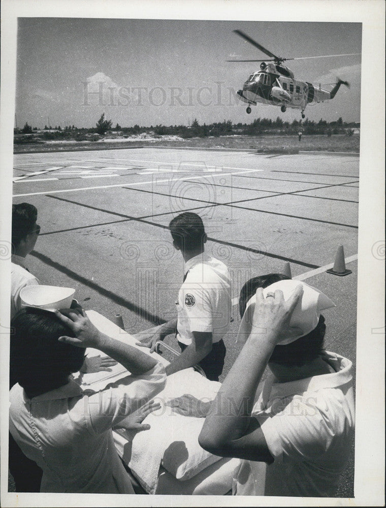 1968 Press Photo US Coast Guard Helicopter Landing Pad, Palms of Pasadena - Historic Images