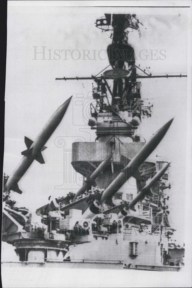 1956 Press Photo Navy&#39;s first guided missile destroyer, U.S.S. Gyatt. - Historic Images