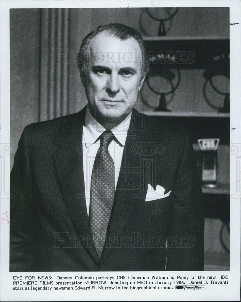 1986 Press Photo Dabney Coleman as William S. Paley in &quot;Murrow&quot; - Historic Images