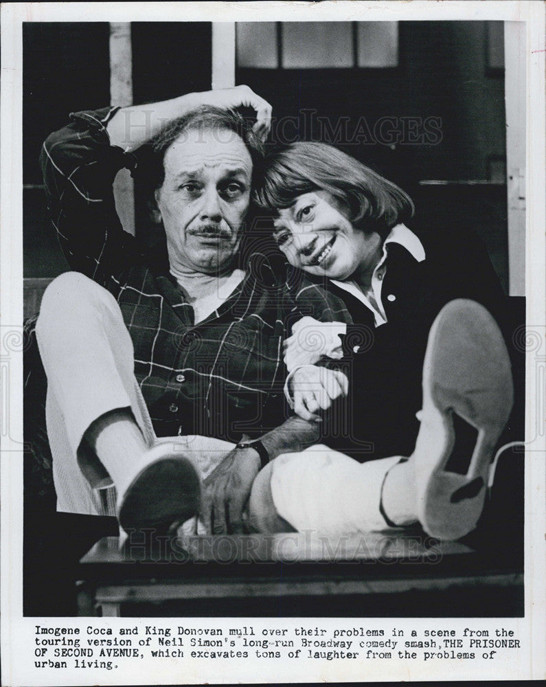 1975 Press Photo Imogene Coca &amp; King Donovan on &quot;The Prisoner of Second Avenue&quot; - Historic Images