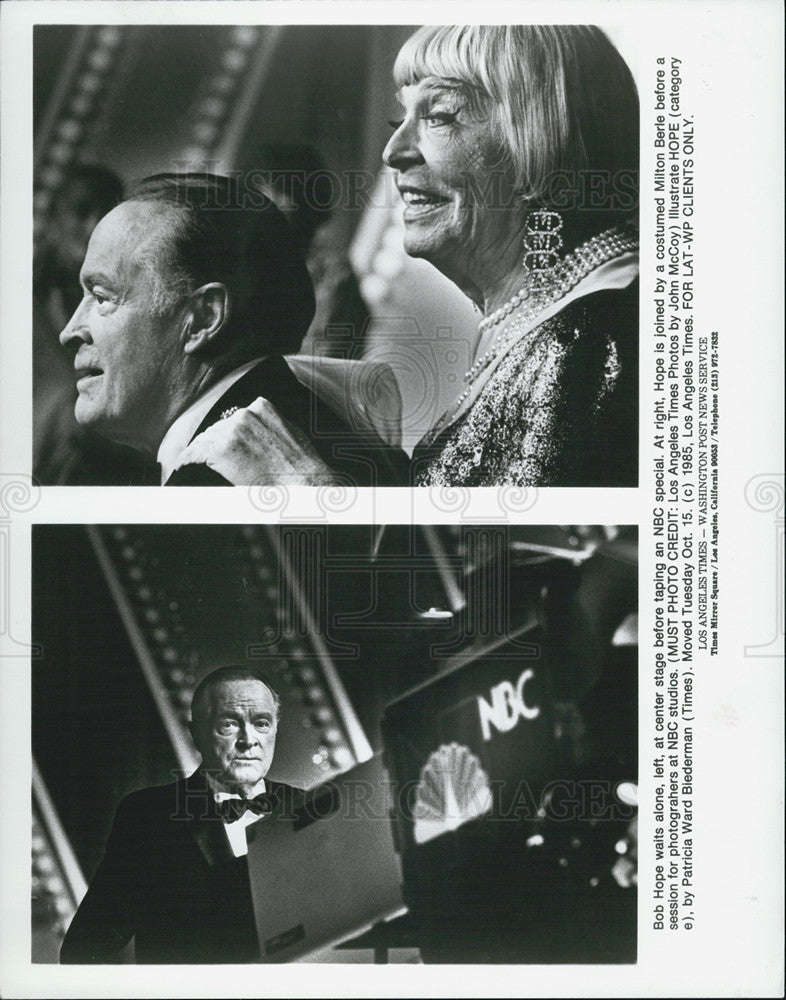 1987 Press Photo NBC Special Host Bob Hope With Guest Milton Berle Taping - Historic Images