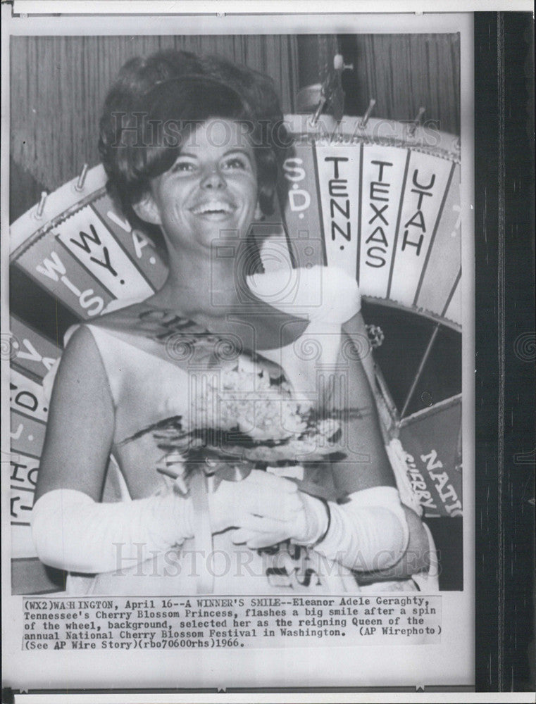 1966 Press Photo Tennessee Cherry Blossom Princess Eleanor Adele Geraghty - Historic Images