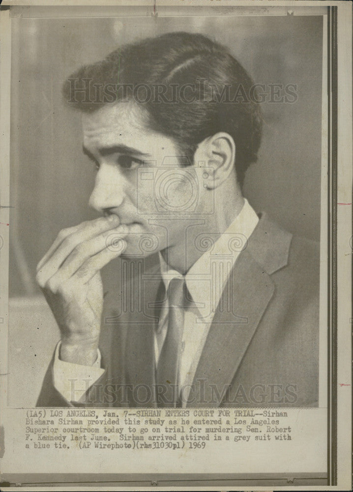 1969 Press Photo of Sirhan Bishara Court Trial for murdering Sen.Robert Kennedy. - Historic Images