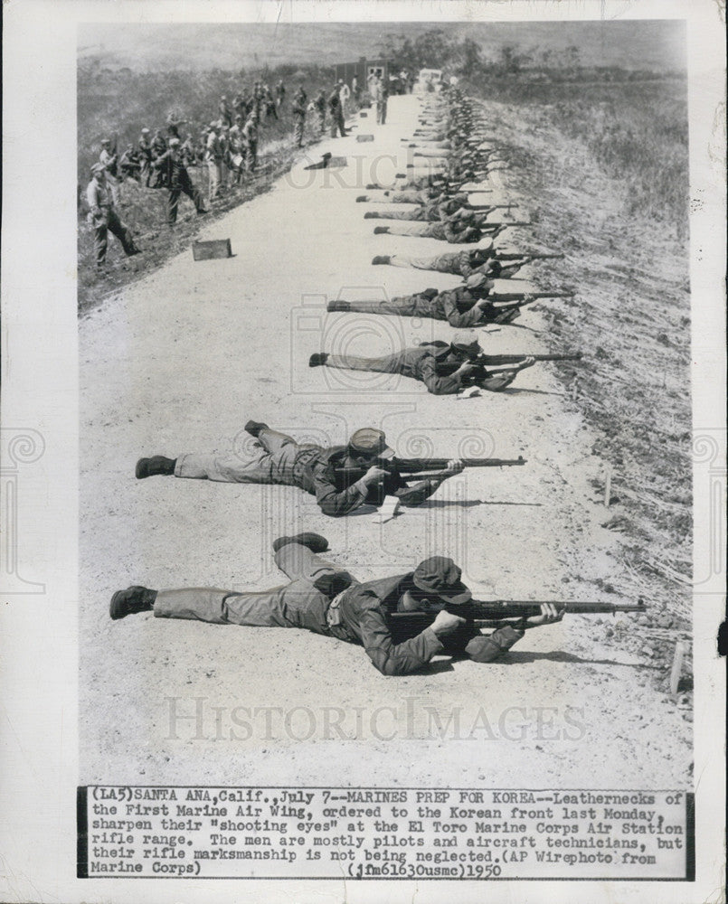 1950 Press Photo Leathernecks of the First Marine Air Wing Ordered Korean Front - Historic Images