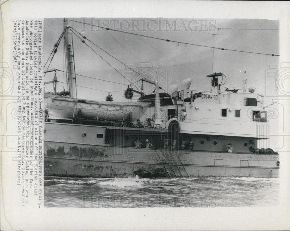 1963 Press Photo Soviet Trawler Photographed off Florida. - Historic Images