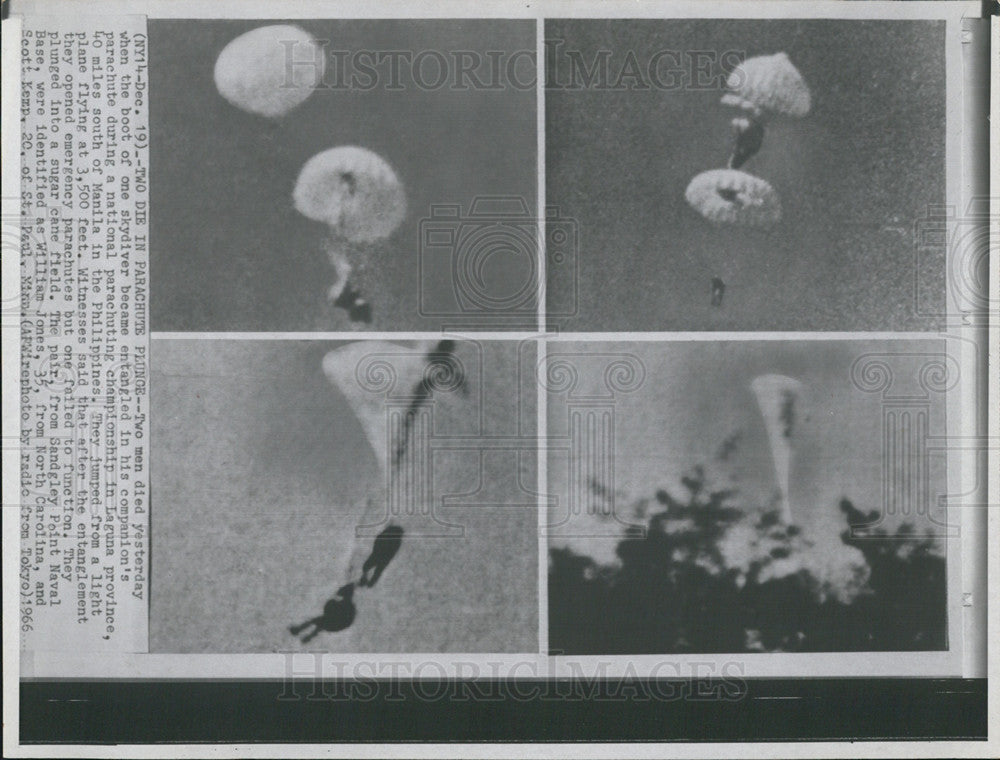 1966 Press Photo two men died boot skydiver entangled companions parachute - Historic Images