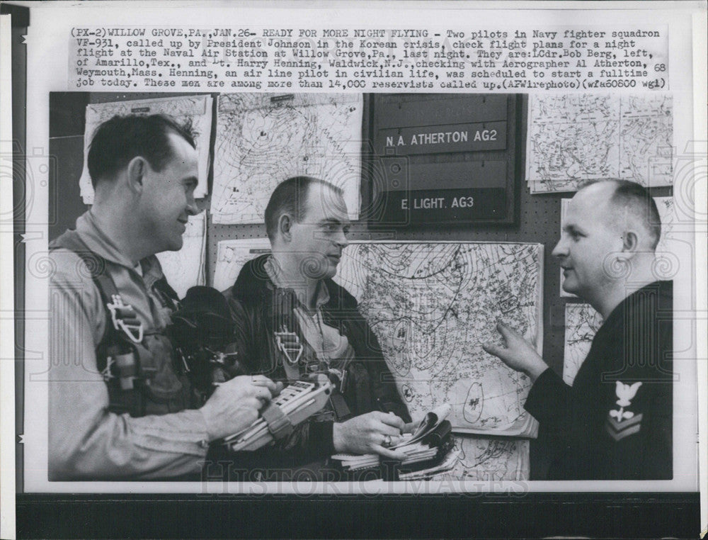 1968 Press Photo Pilots LCdr Al Atherton, Lt. Harry Henning, and Al Atherton - Historic Images