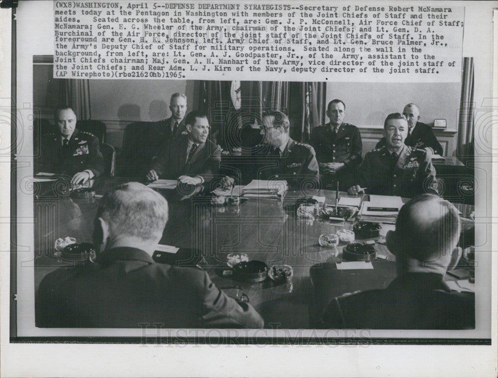 1965 Press Photo Secretary Defense Robert McNamara Meeting In Pentagon Members - Historic Images