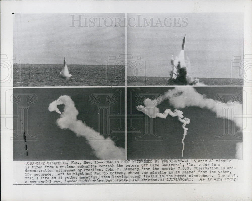 1963 Press Photo Polaris A2 Missile Fired Cape Canaveral Shots - Historic Images