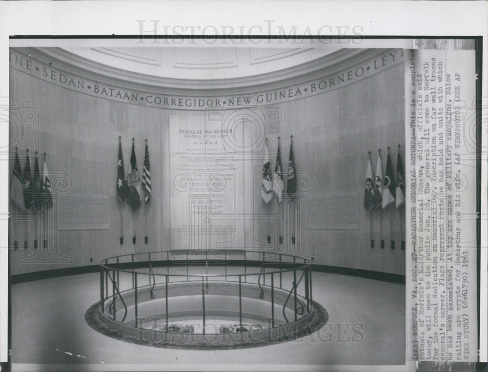 1963 Press Photo MacArthur Memorial Museum Rotunda Before Open To Public - Historic Images