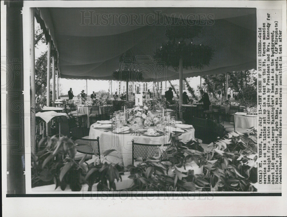 1961 Press Photo Dinner Setup at Mt. Vernon, George Washington&#39;s Home - Historic Images