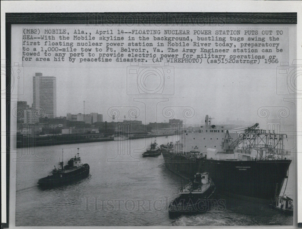 1966 Press Photo Floating Nuclear Power Station Mobile River Army Alabama - Historic Images