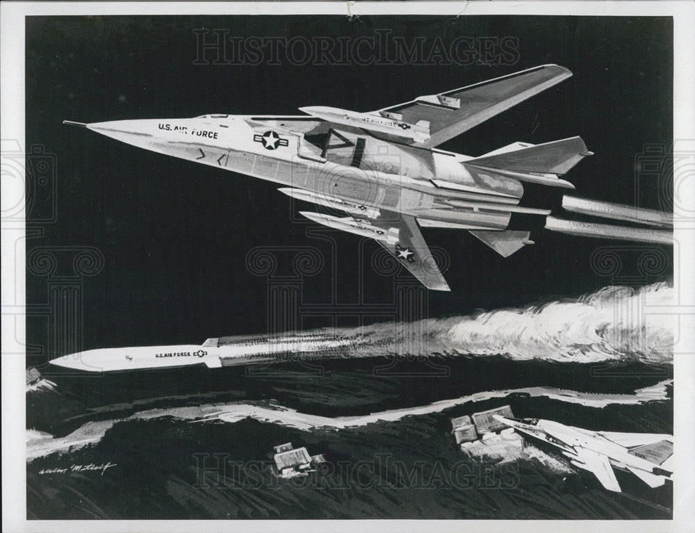 1967 Press Photo Concept Of A Short Range Attack Missile Fired From A FB Bomber - Historic Images