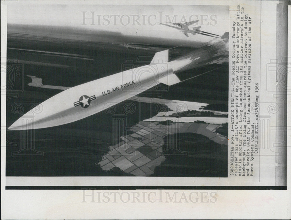 1966 Press Photo Air Force Short-Range Attack Missile After Launch - Historic Images