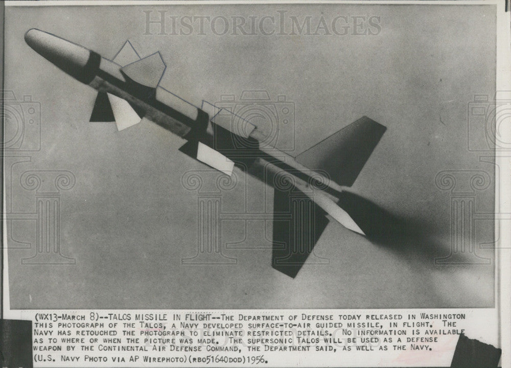 1956 Press Photo Talos Missile surface to air guided - Historic Images