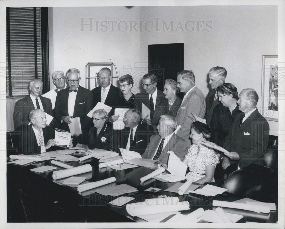 1957 Press Photo Miss Kathryn E. Steinmetz, William G. Wilson, Robert C. Keenan, - Historic Images