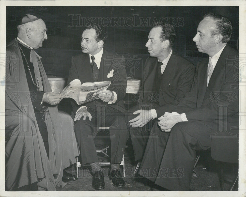 1954 Press Photo Bernard Sheil, Edward G. Robinson, Jose Ferrer, Morton Gould - Historic Images