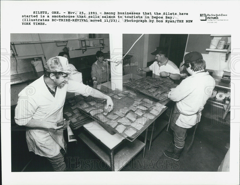 1992 Press Photo Silets Smoked Salmon smokehouse - Historic Images