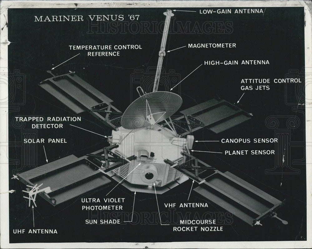 1967 Press Photo Mariner 5 Spacecraft flying towards Venus - Historic Images