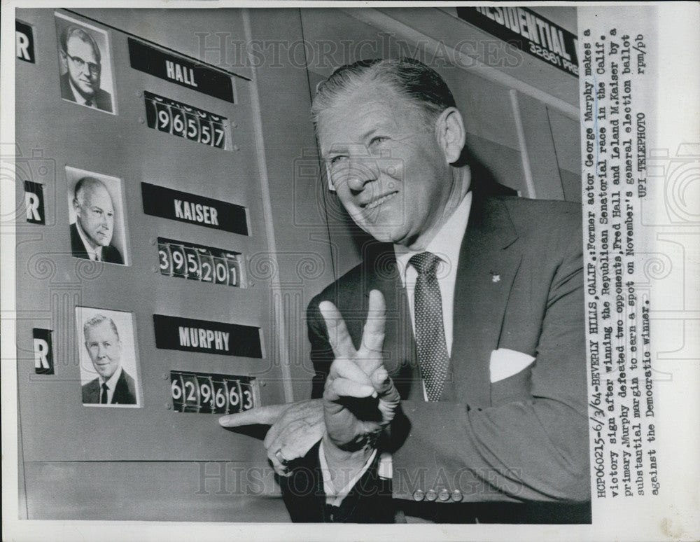 1964 Press Photo Former Actor George Murphy Elected Republican Senate California - Historic Images