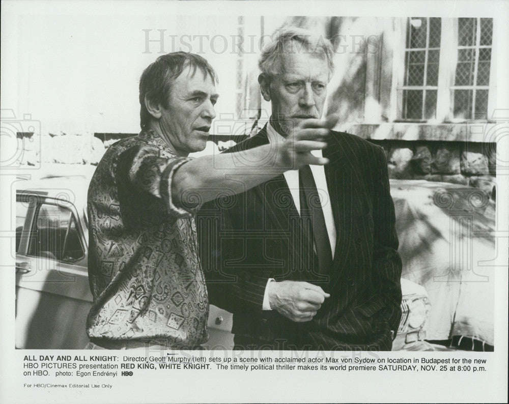 1989 Press Photo COPY Director Geoff Murphy/Max von Sydow-Red King, White Knight - Historic Images