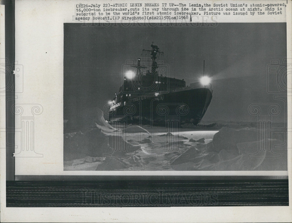 1968 Press Photo The Lenin Soviet Union atomic-powered icebreaker Arctic Ocean - Historic Images