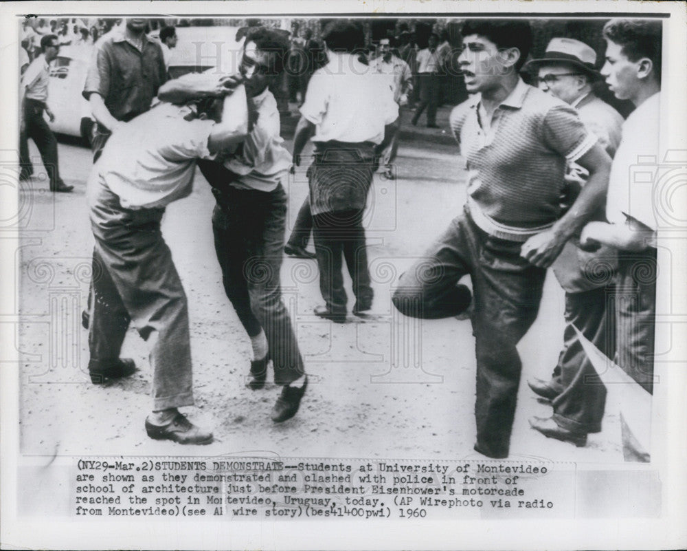 1960 Press Photo University Montevideo Demonstrators - Historic Images