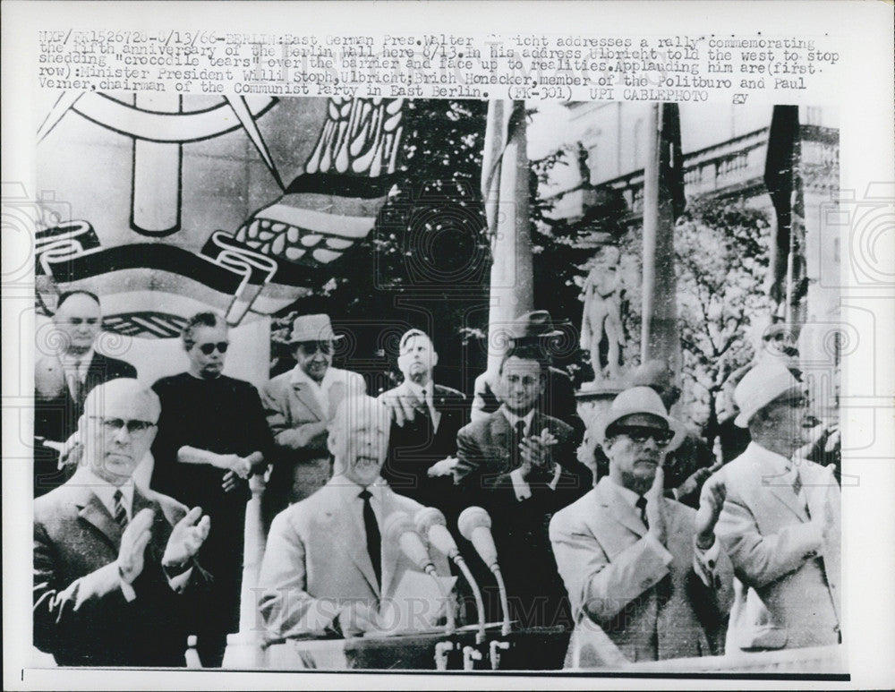 1966 Press Photo East German President Walter Ulbricht Addresses Berlin - Historic Images