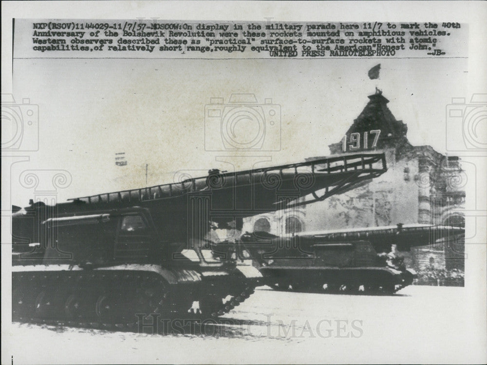 1957 Press Photo Military Parade To Mark 40th Annivry Of Bolshevik Revolution - Historic Images