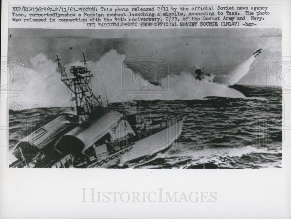 1963 Press Photo Russian Gunboat Launching Missiles - Historic Images