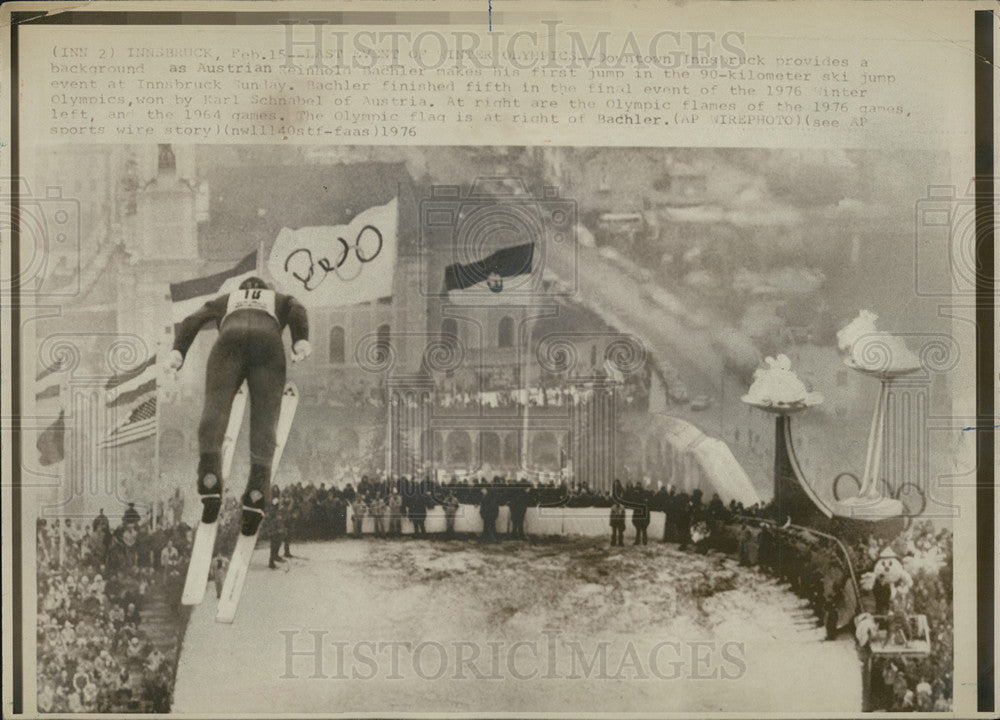1976 Press Photo Ski Jump Olympics - Historic Images