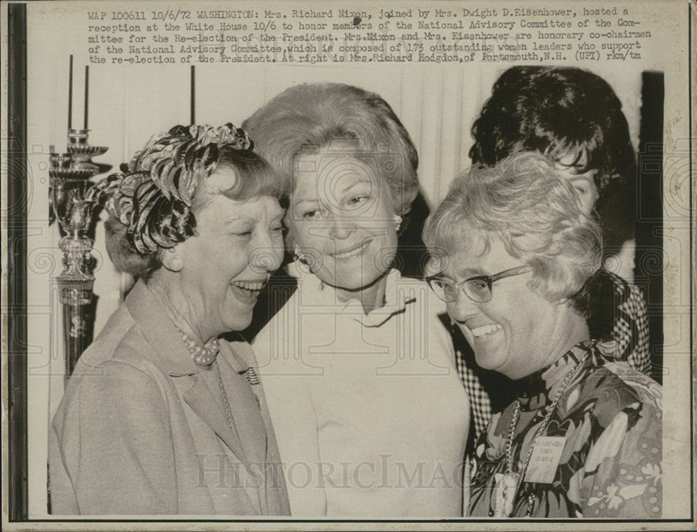 1972 Press Photo Mrs. Richard Nixon and Mrs. Dwight D. Eisenhower - Historic Images