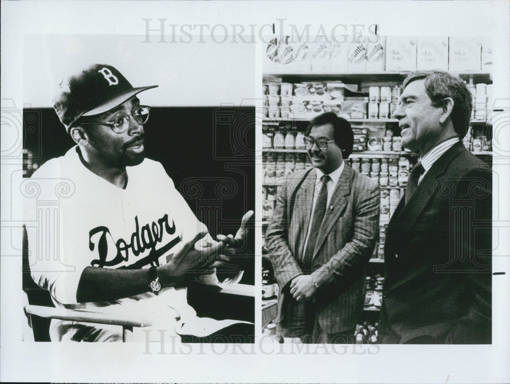 1990 Press Photo Spike Lee, Dan Rather &amp; Bill Chong &quot;48Hours: Simmer in the City - Historic Images