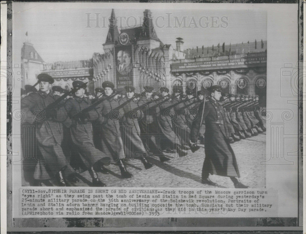 1953 Press Photo Moscow Troops in Anniversary Celebration in Russia - Historic Images