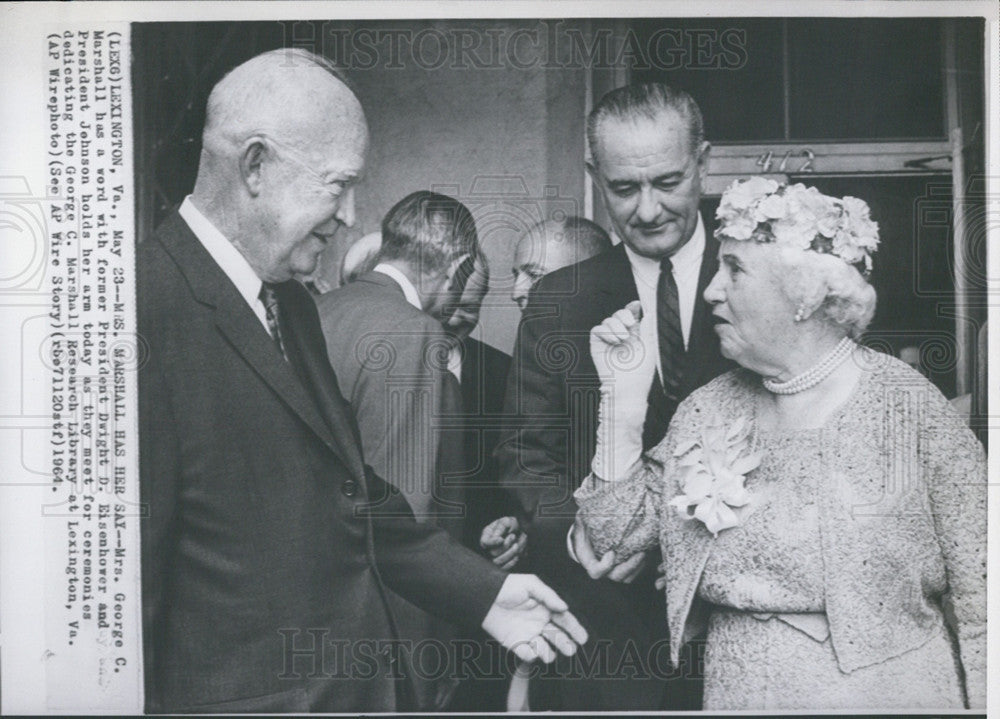 1964 Press Photo President Eisenhower President Johnson Mrs George Marshall - Historic Images