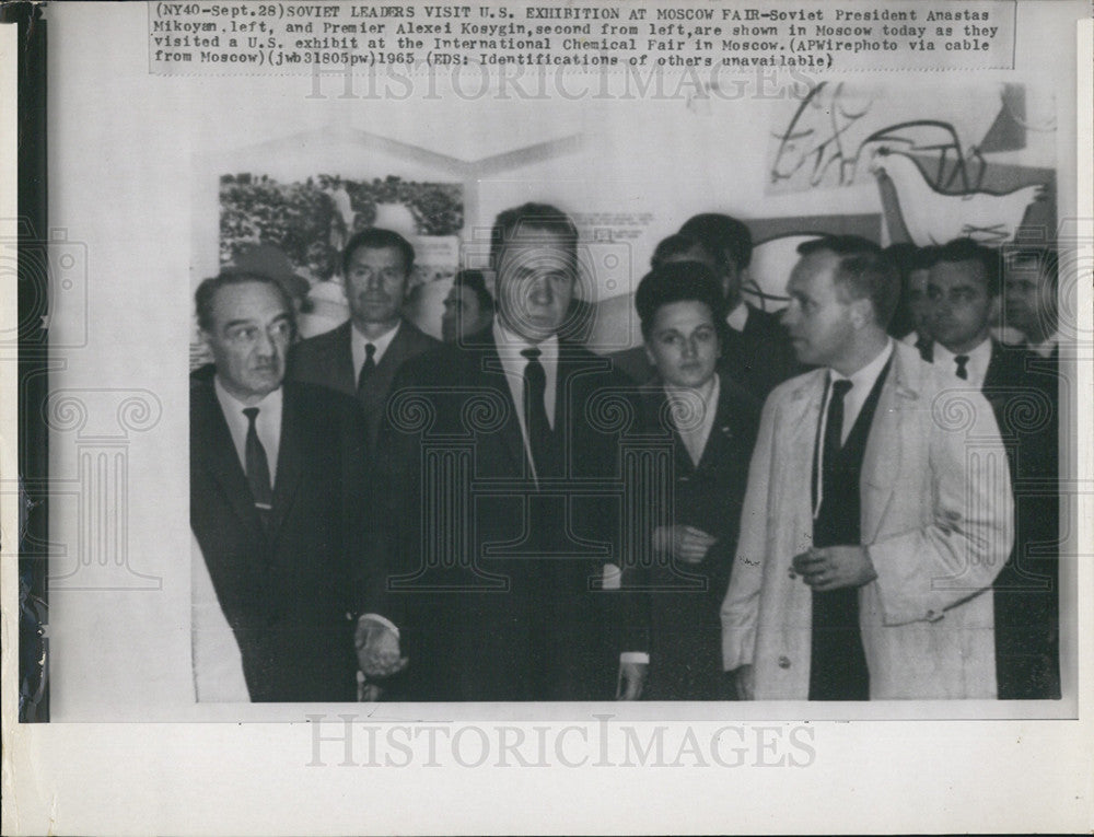 1965 Press Photo Soviet President Anastas Mikoyan Premier Alexei Kosygin - Historic Images