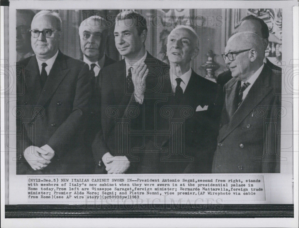 1963 Press Photo New Italian cabinet Sworn at the Place in Rome. - Historic Images