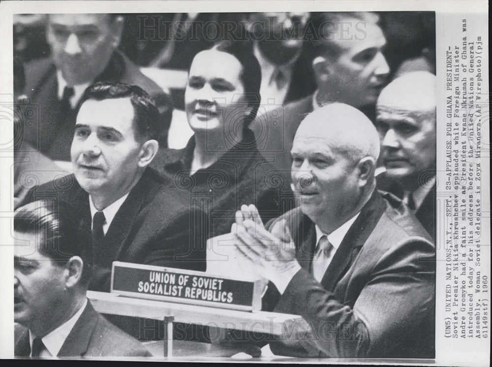 1960 Press Photo Nikita Khrushchev United Nations Assembly - Historic Images