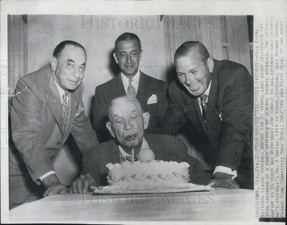 1950 Press Photo Bill Klem National League Baseball Umpire 76th Birthday - Historic Images