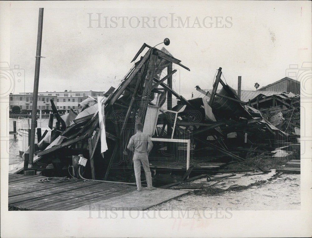 1968 Press Photo damage pleasure boats Clearwater Yacht Club roof collapse storm - Historic Images