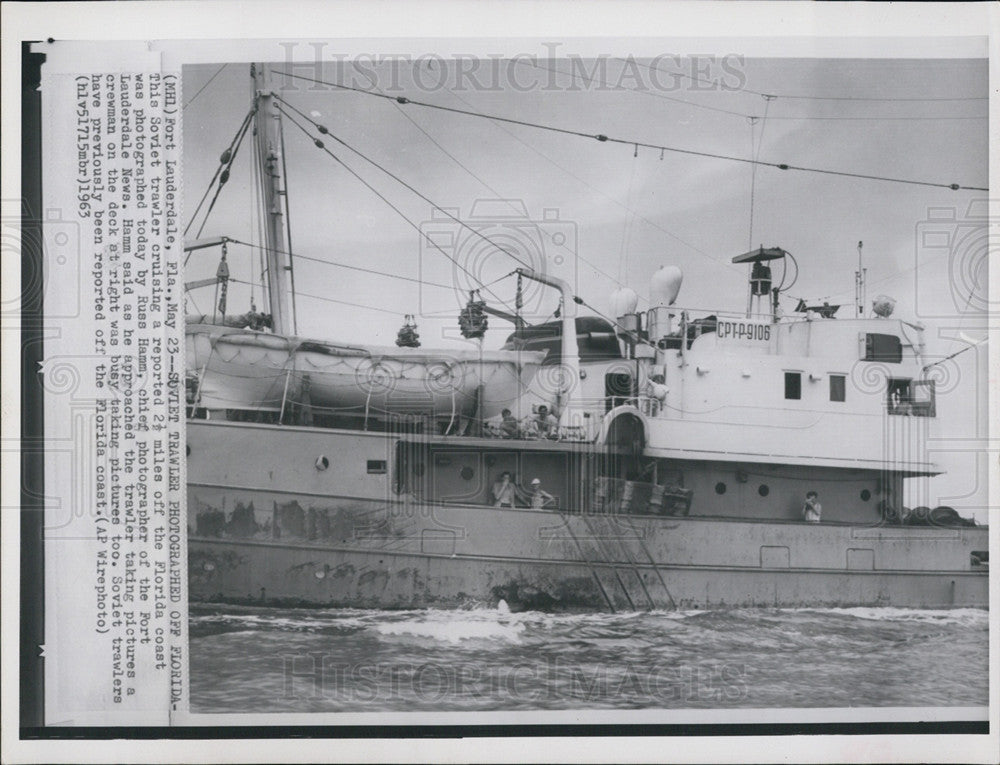 1963 Press Photo Soviet Trawler off Florida Coast - Historic Images