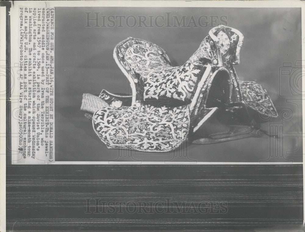 1972  Press Photo Jewel Encrusted Saddle Of Ivan The Terrible&#39;s Dated 1547-1584 - Historic Images