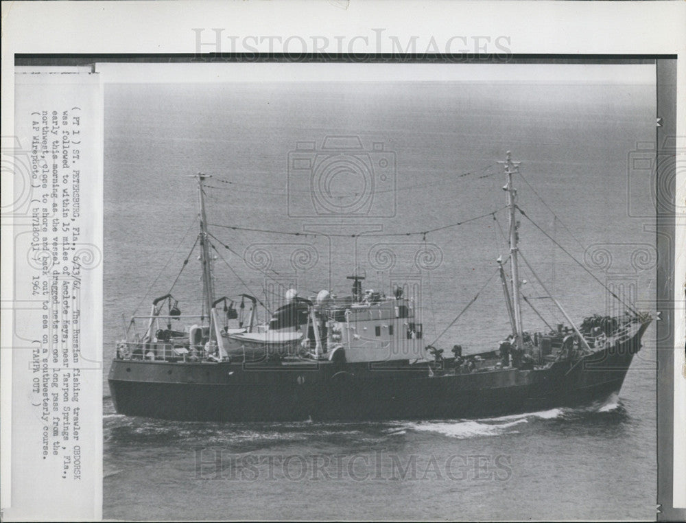 1964 Press Photo Russian fishing trawler Obdorsk Florida nets - Historic Images