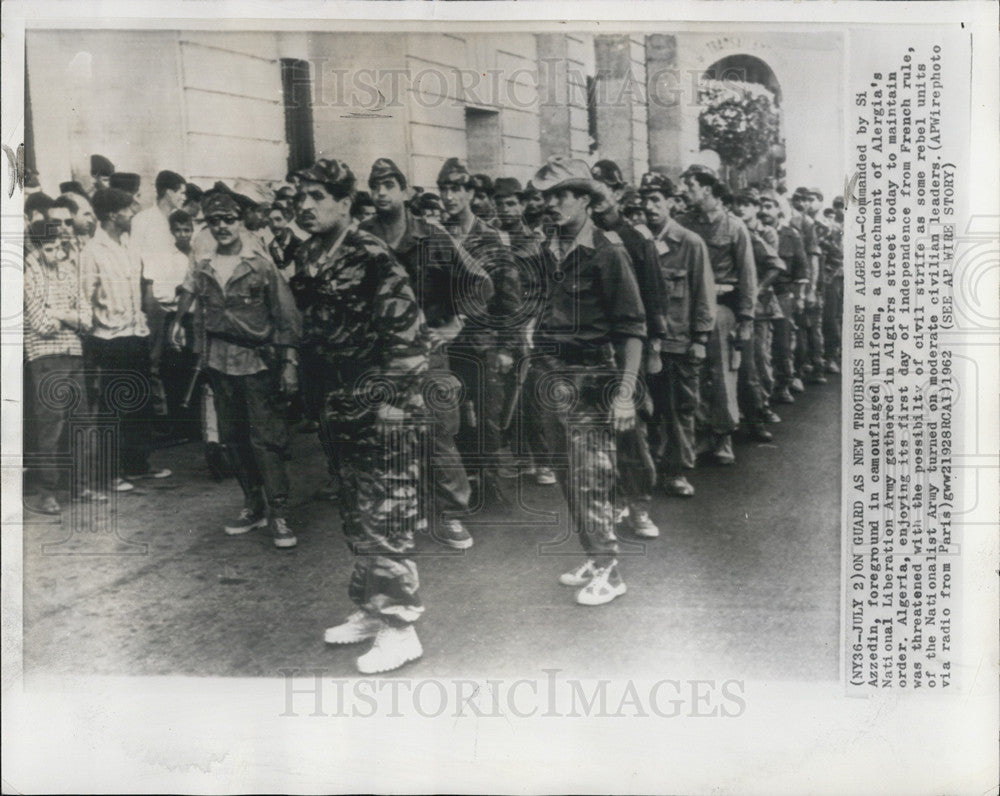 1962 Press Photo Alergia&#39;s National Liberation Army maintains order. - Historic Images