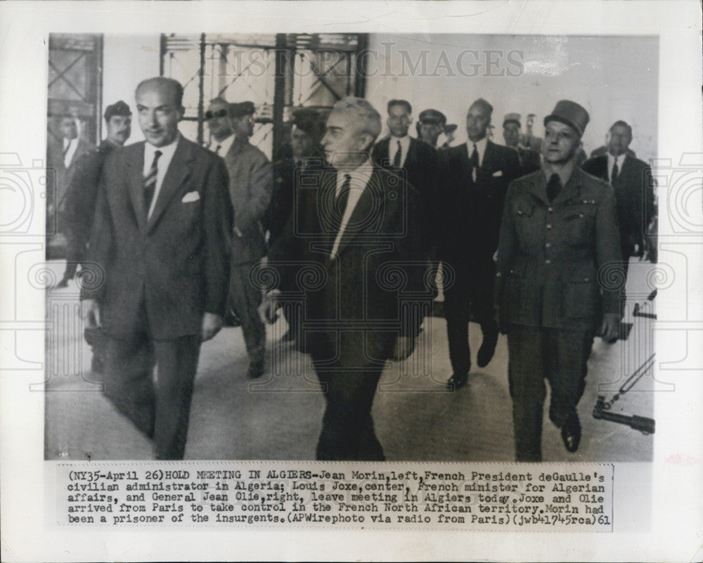 1961 Press Photo Algeria Africa Jean Morin French President Louis Joxe Jean Olie - Historic Images